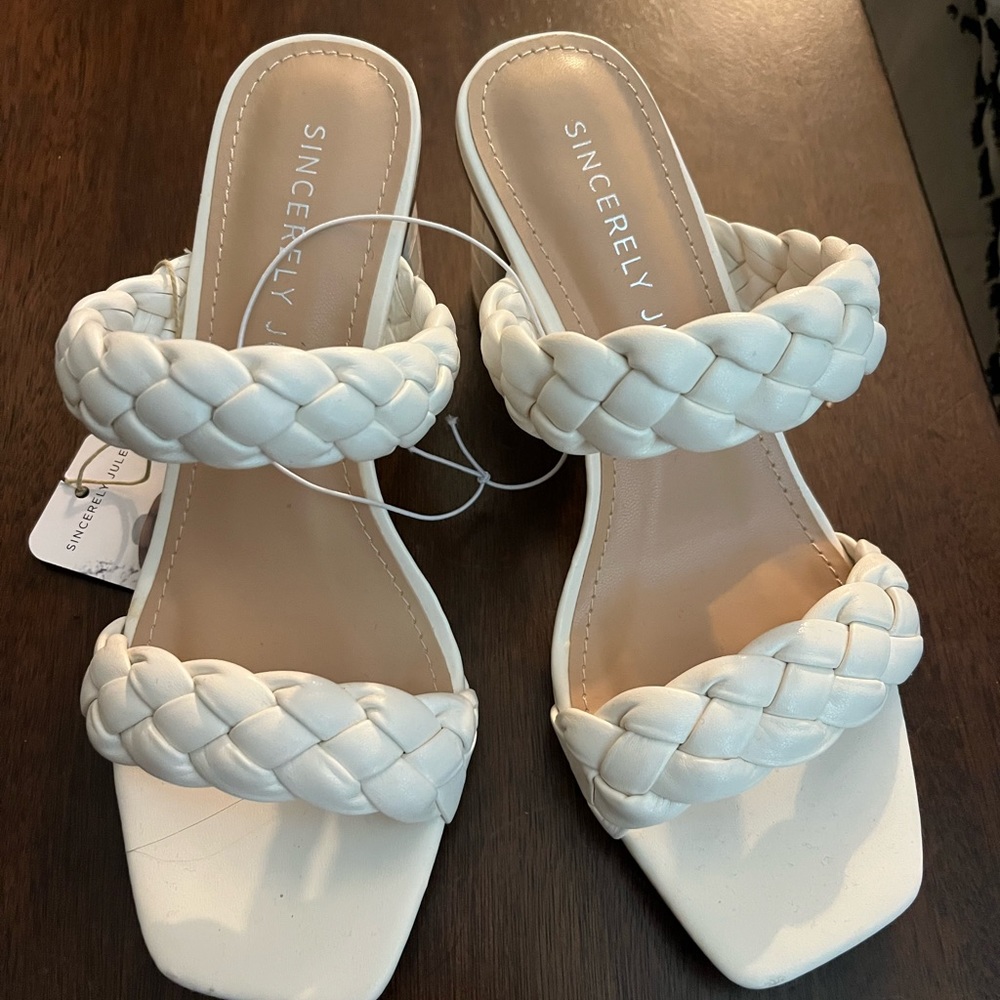 Sincerely Jewels Braided Block Heel Sandals